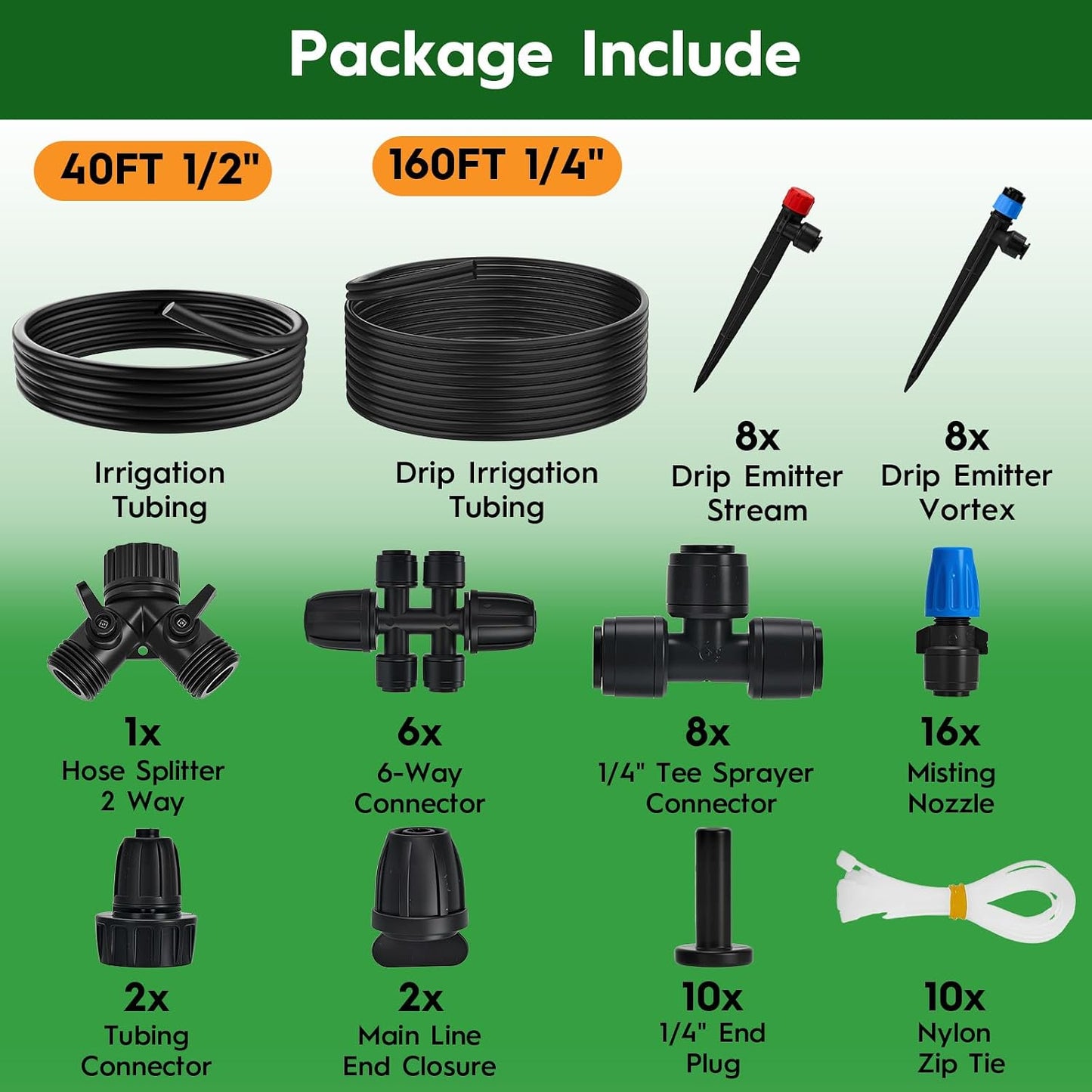 160FT Quick-Connect Drip Irrigation System