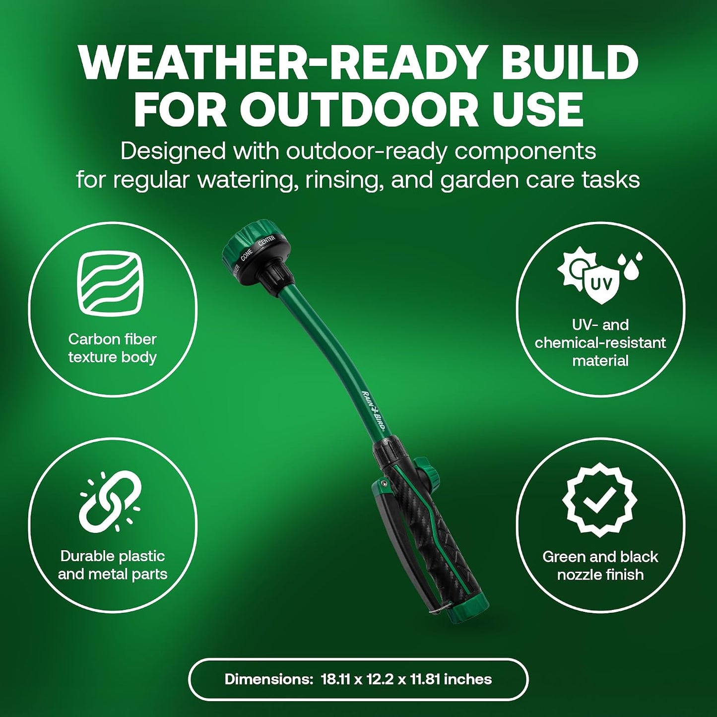 TRNZL8PWAND16 Watering Wand Garden Hose Nozzle, 16 Inch