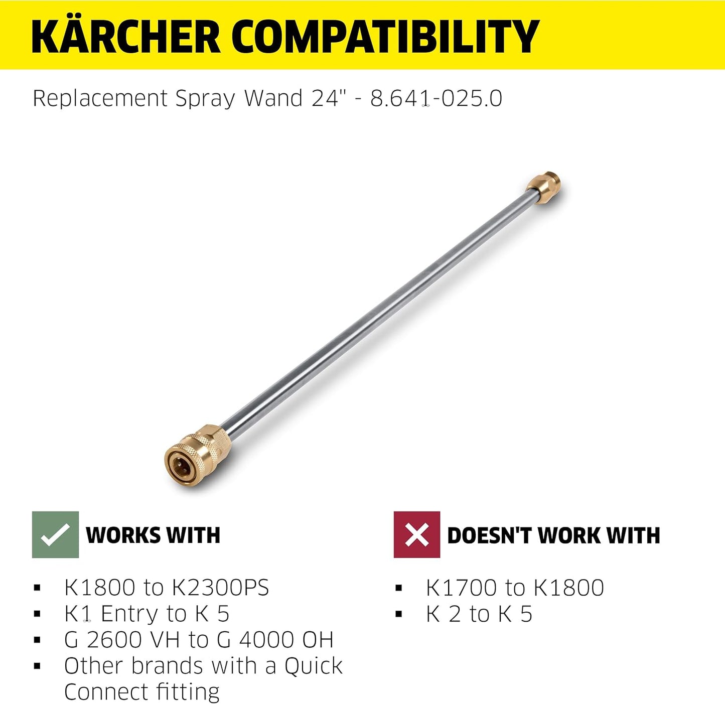 Kärcher Universal 24" Spray Lance for Pressure Washers up to 4000 PSI - Quick-Connect/M22 - Stainless Steel Wand