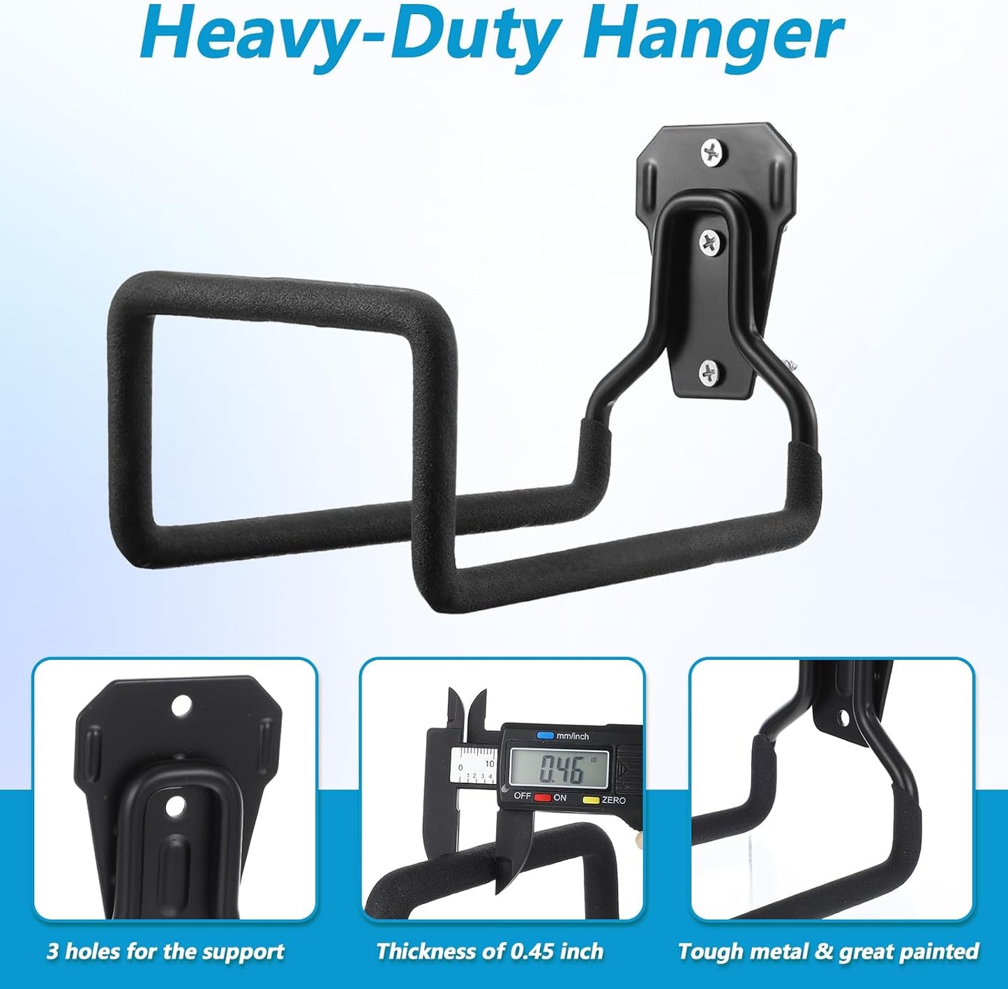 4 Pack Heavy Duty Garden Hose Holder Wall Mount, Metal Black Water Hose Hanger Reel Organizer for Outside Yard Storage