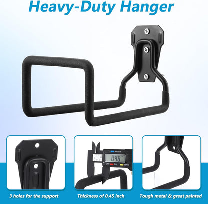 4 Pack Heavy Duty Garden Hose Holder Wall Mount, Metal Black Water Hose Hanger Reel Organizer for Outside Yard Storage