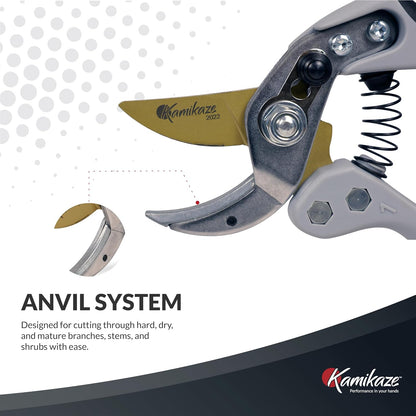 KM1-M FORCE ANVIL SHEAR- ANVIL PRUNER, Pruning Shears. Garden Pruners, Plant Pruners, Pruning Shears, Tefloned Blade Hand Pruner, Universal Garden Clippers great for garden and home