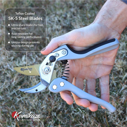 KM1-M FORCE ANVIL SHEAR- ANVIL PRUNER, Pruning Shears. Garden Pruners, Plant Pruners, Pruning Shears, Tefloned Blade Hand Pruner, Universal Garden Clippers great for garden and home