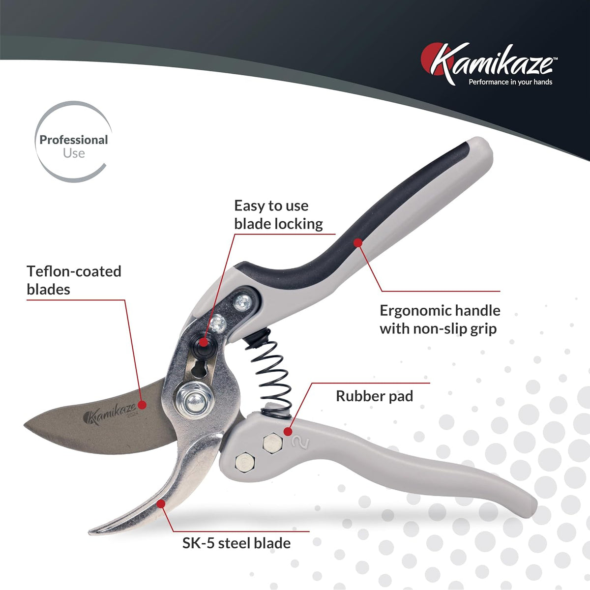 KM1-M FORCE ANVIL SHEAR- ANVIL PRUNER, Pruning Shears. Garden Pruners, Plant Pruners, Pruning Shears, Tefloned Blade Hand Pruner, Universal Garden Clippers great for garden and home