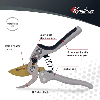 KM1-M FORCE ANVIL SHEAR- ANVIL PRUNER, Pruning Shears. Garden Pruners, Plant Pruners, Pruning Shears, Tefloned Blade Hand Pruner, Universal Garden Clippers great for garden and home