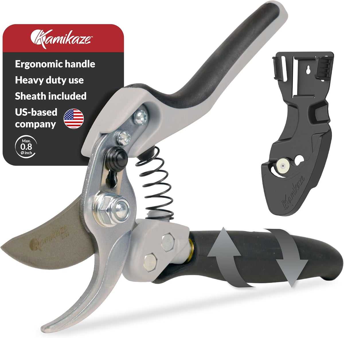 KM1-M FORCE ANVIL SHEAR- ANVIL PRUNER, Pruning Shears. Garden Pruners, Plant Pruners, Pruning Shears, Tefloned Blade Hand Pruner, Universal Garden Clippers great for garden and home