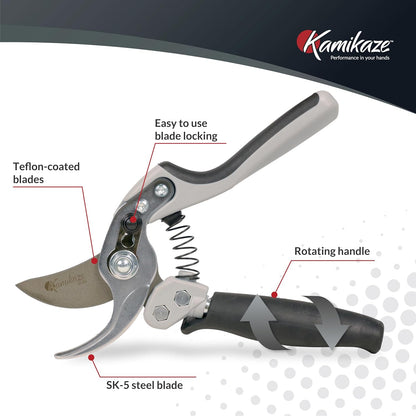 KM1-M FORCE ANVIL SHEAR- ANVIL PRUNER, Pruning Shears. Garden Pruners, Plant Pruners, Pruning Shears, Tefloned Blade Hand Pruner, Universal Garden Clippers great for garden and home