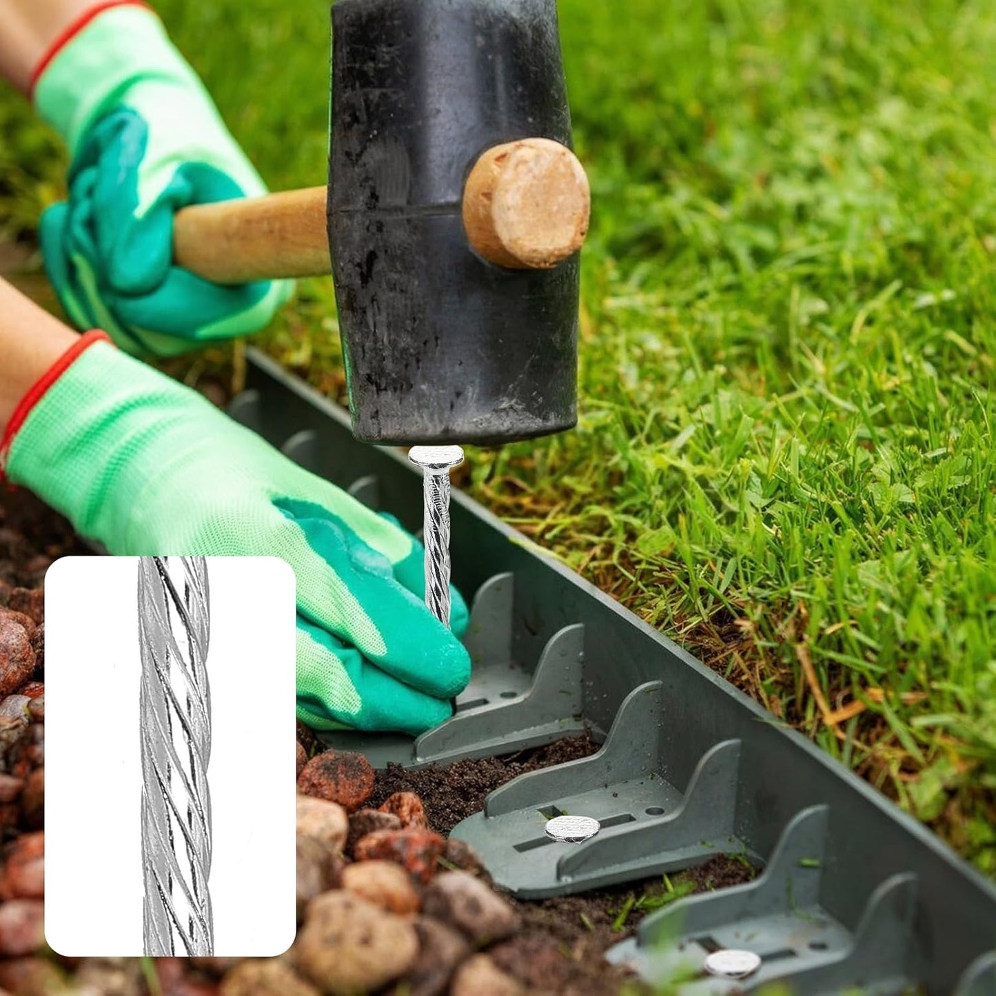 50 Sets Landscape Stakes with Gaskets 8" Turf Nails for Artificial Grass