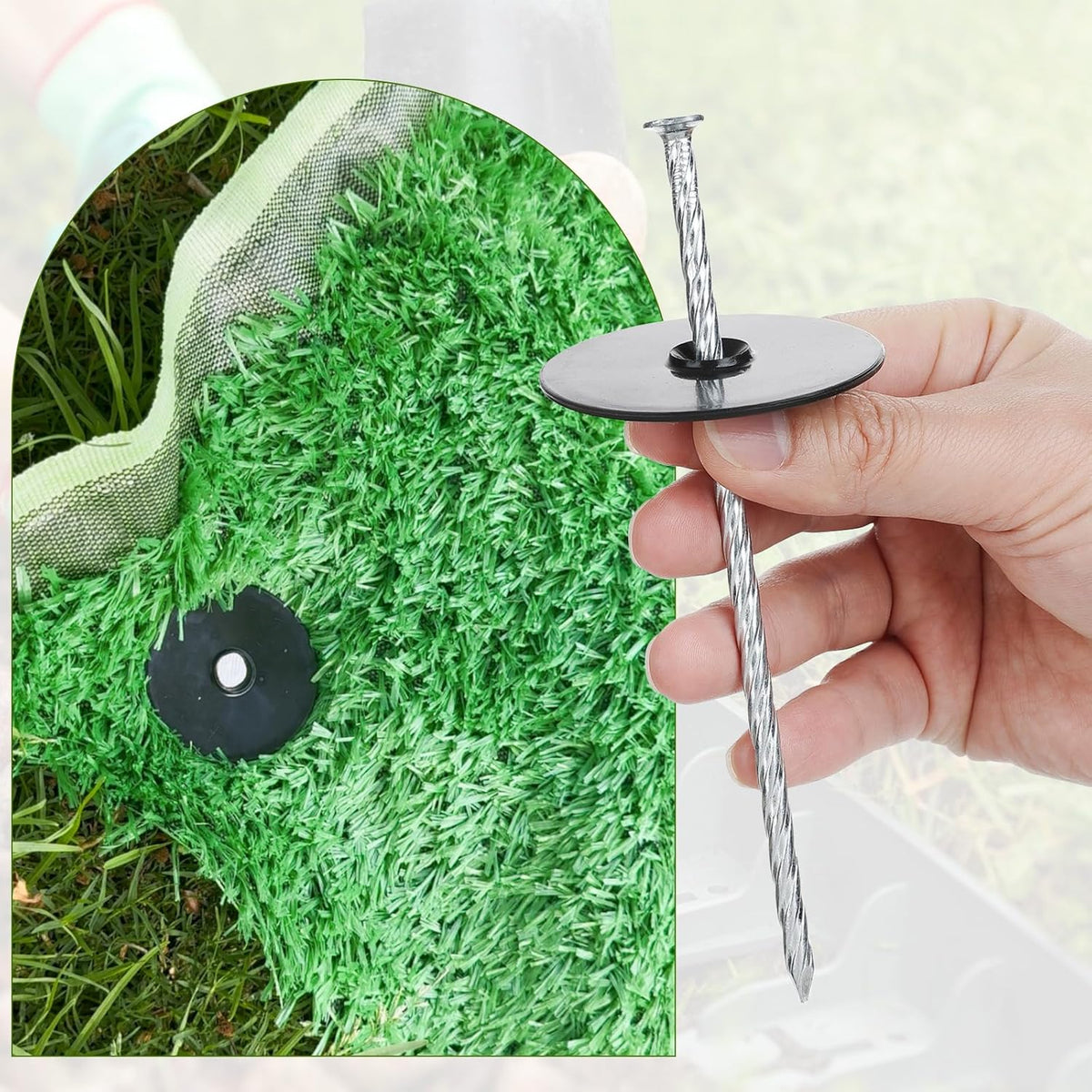 50 Sets Landscape Stakes with Gaskets 8" Turf Nails for Artificial Grass