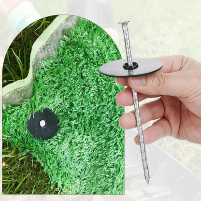 50 Sets Landscape Stakes with Gaskets 8" Turf Nails for Artificial Grass
