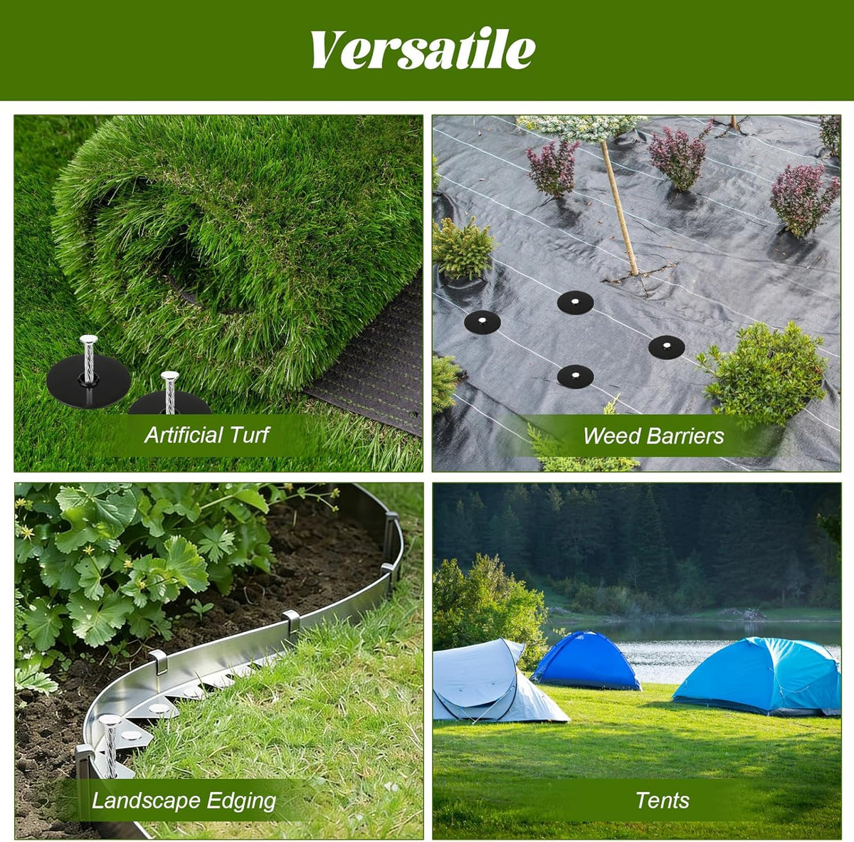 50 Sets Landscape Stakes with Gaskets 8" Turf Nails for Artificial Grass