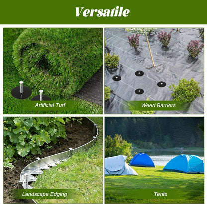 50 Sets Landscape Stakes with Gaskets 8" Turf Nails for Artificial Grass