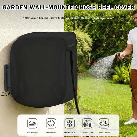 Garden Hose Reel Cover for Glahoden Wacotoya Series 100 ft, Waterproof Outdoor Wall Mounted Hose Reel Protector with Drawstring, Dustproof Windproof Hose Storage Cover,A