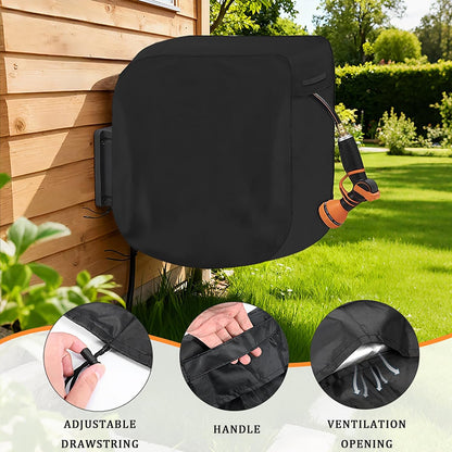 Garden Hose Reel Cover for Glahoden Wacotoya Series 100 ft, Waterproof Outdoor Wall Mounted Hose Reel Protector with Drawstring, Dustproof Windproof Hose Storage Cover,A