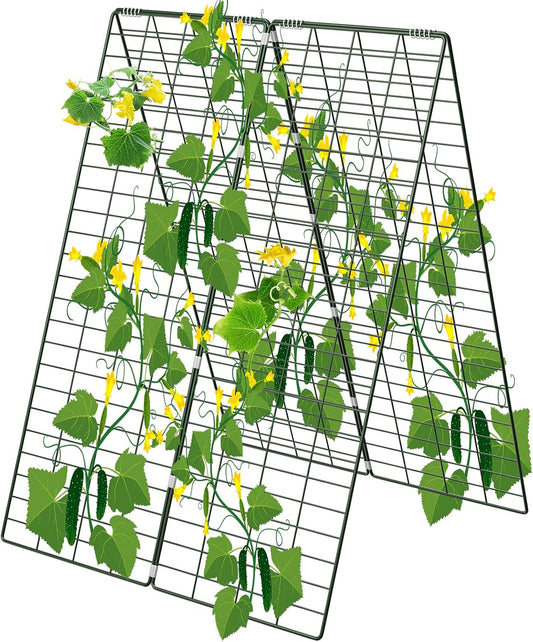 34" x 48" Foldable Metal Cucumber Trellis， for Climbing Plants, Cucumber, Vegetable, Flowers