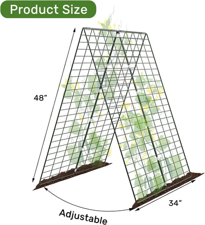 34" x 48" Foldable Metal Cucumber Trellis， for Climbing Plants, Cucumber, Vegetable, Flowers