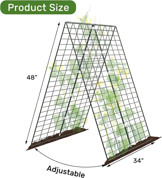 34" x 48" Foldable Metal Cucumber Trellis， for Climbing Plants, Cucumber, Vegetable, Flowers