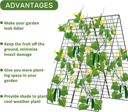 34" x 48" Foldable Metal Cucumber Trellis， for Climbing Plants, Cucumber, Vegetable, Flowers