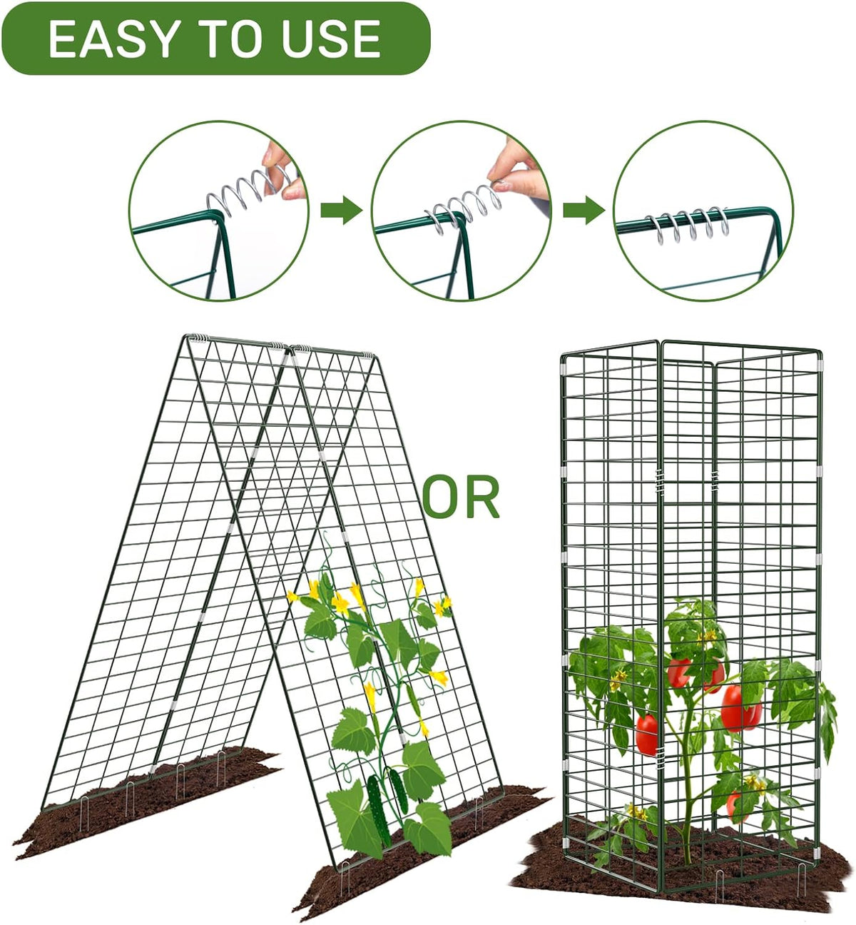 34" x 48" Foldable Metal Cucumber Trellis， for Climbing Plants, Cucumber, Vegetable, Flowers