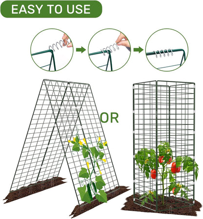 34" x 48" Foldable Metal Cucumber Trellis， for Climbing Plants, Cucumber, Vegetable, Flowers