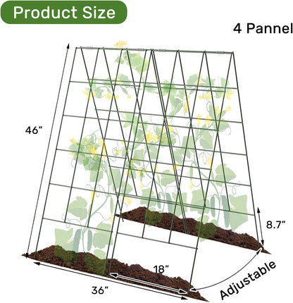 34" x 48" Foldable Metal Cucumber Trellis， for Climbing Plants, Cucumber, Vegetable, Flowers