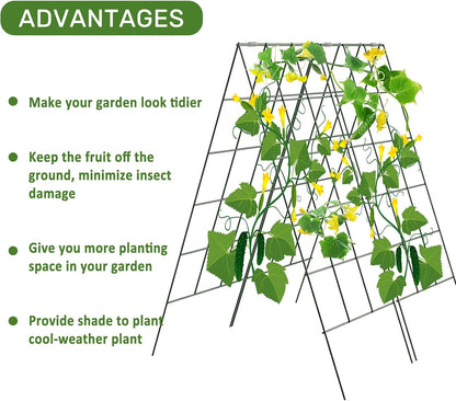 34" x 48" Foldable Metal Cucumber Trellis， for Climbing Plants, Cucumber, Vegetable, Flowers