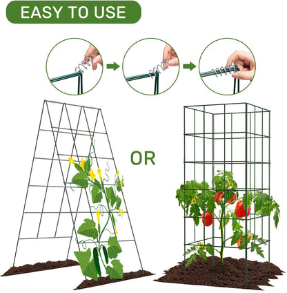 34" x 48" Foldable Metal Cucumber Trellis， for Climbing Plants, Cucumber, Vegetable, Flowers