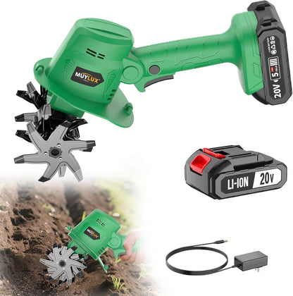 20V Cordless Tiller Cultivator for Gardening, Electric Garden Tiller with 2 x 2.0Ah Batteries & Charger, Garden Rototiller for Lawn Gardening Soil Cultivation