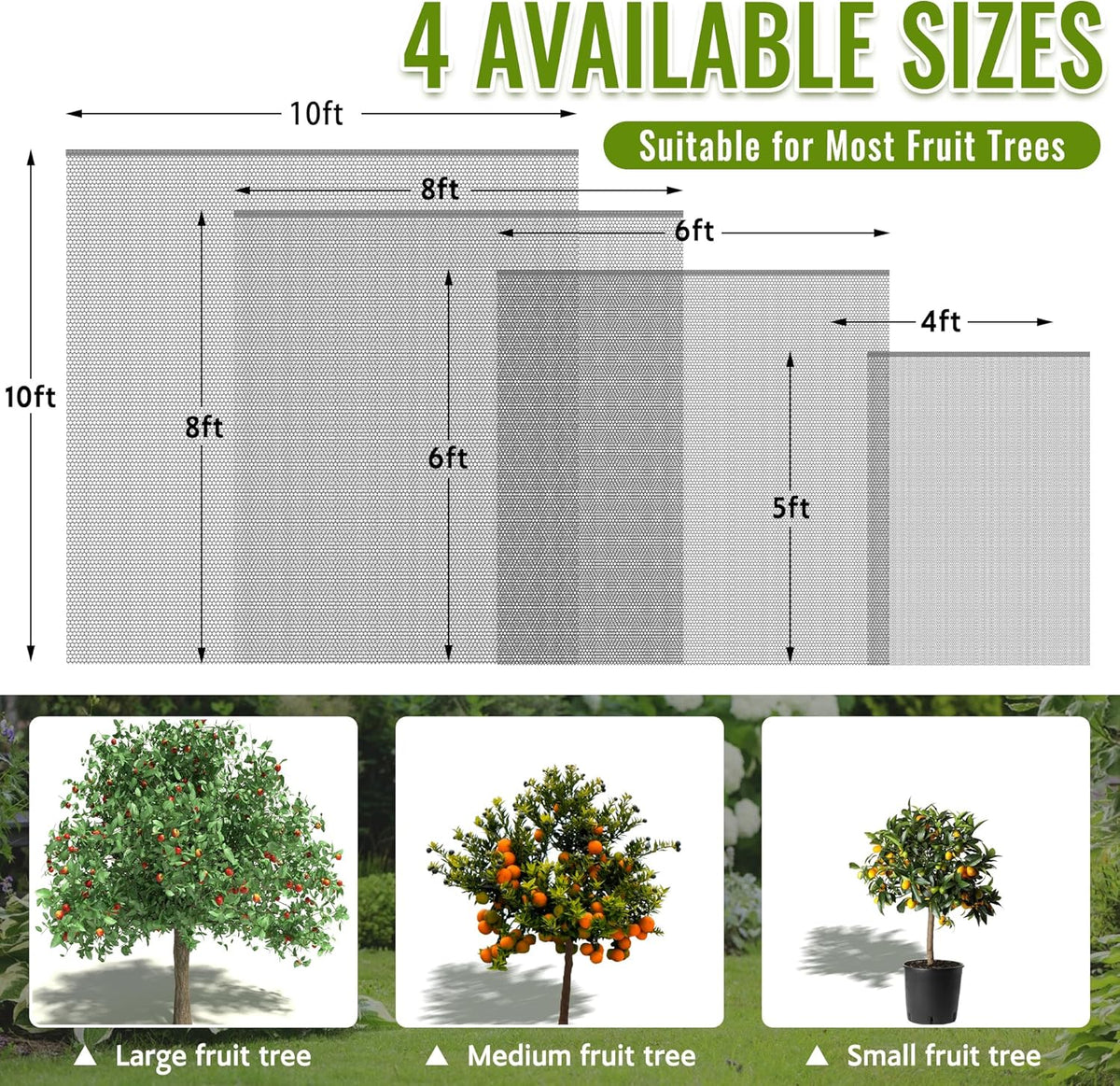 2 Pack Fruit Tree Netting Bags with Zipper and Drawstring, 6 x 6ft Ultra Fine Mesh Garden Netting Plant Cover, Bird Netting for Blueberry Bushes, Fruit Trees, Flowers (Black, 6 x 6 ft)