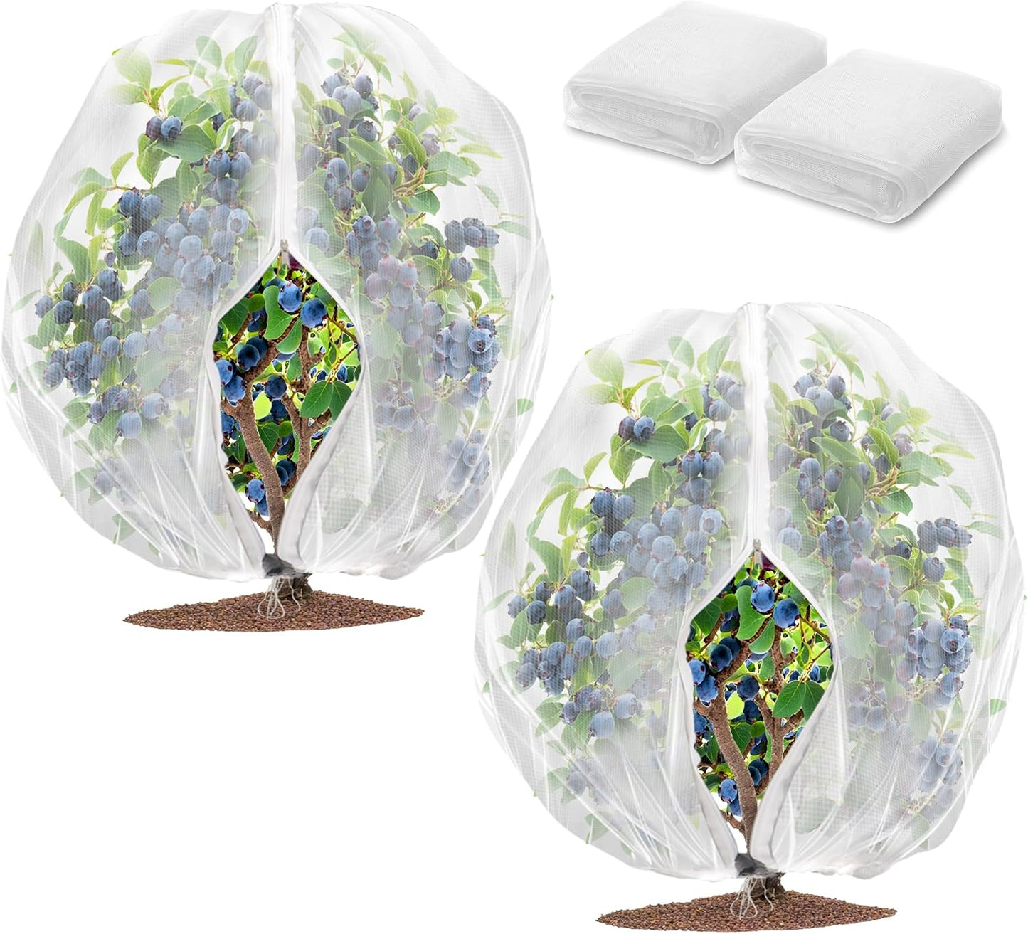 2 Pack Fruit Tree Netting Bags with Zipper and Drawstring, 6 x 6ft Ultra Fine Mesh Garden Netting Plant Cover, Bird Netting for Blueberry Bushes, Fruit Trees, Flowers (Black, 6 x 6 ft)
