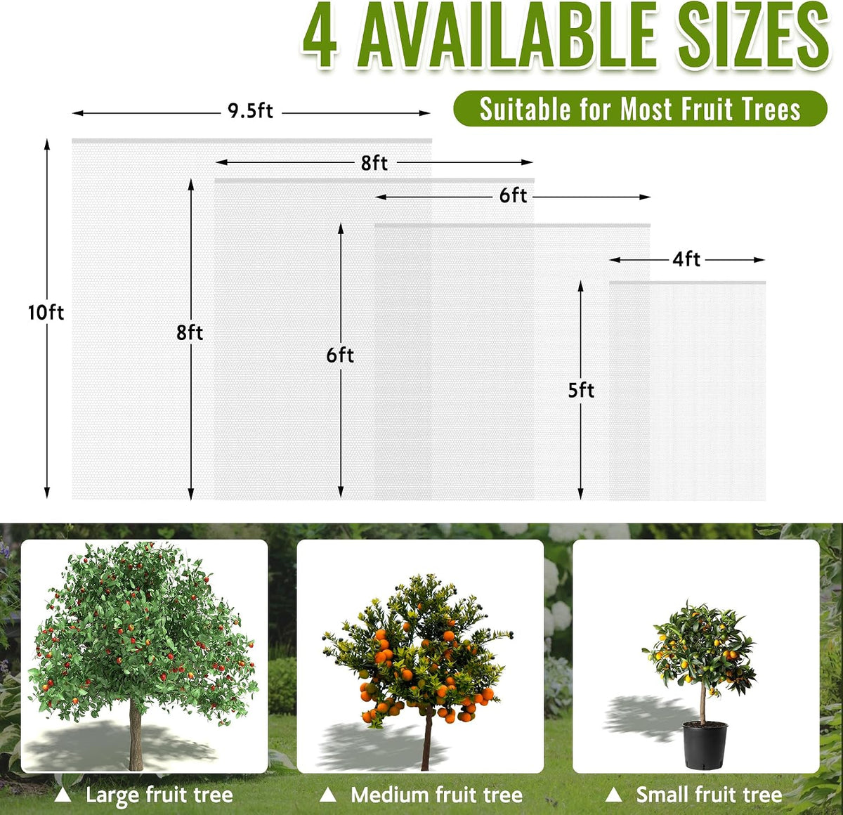 2 Pack Fruit Tree Netting Bags with Zipper and Drawstring, 6 x 6ft Ultra Fine Mesh Garden Netting Plant Cover, Bird Netting for Blueberry Bushes, Fruit Trees, Flowers (Black, 6 x 6 ft)
