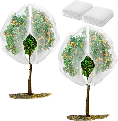2 Pack Fruit Tree Netting Bags with Zipper and Drawstring, 6 x 6ft Ultra Fine Mesh Garden Netting Plant Cover, Bird Netting for Blueberry Bushes, Fruit Trees, Flowers (Black, 6 x 6 ft)