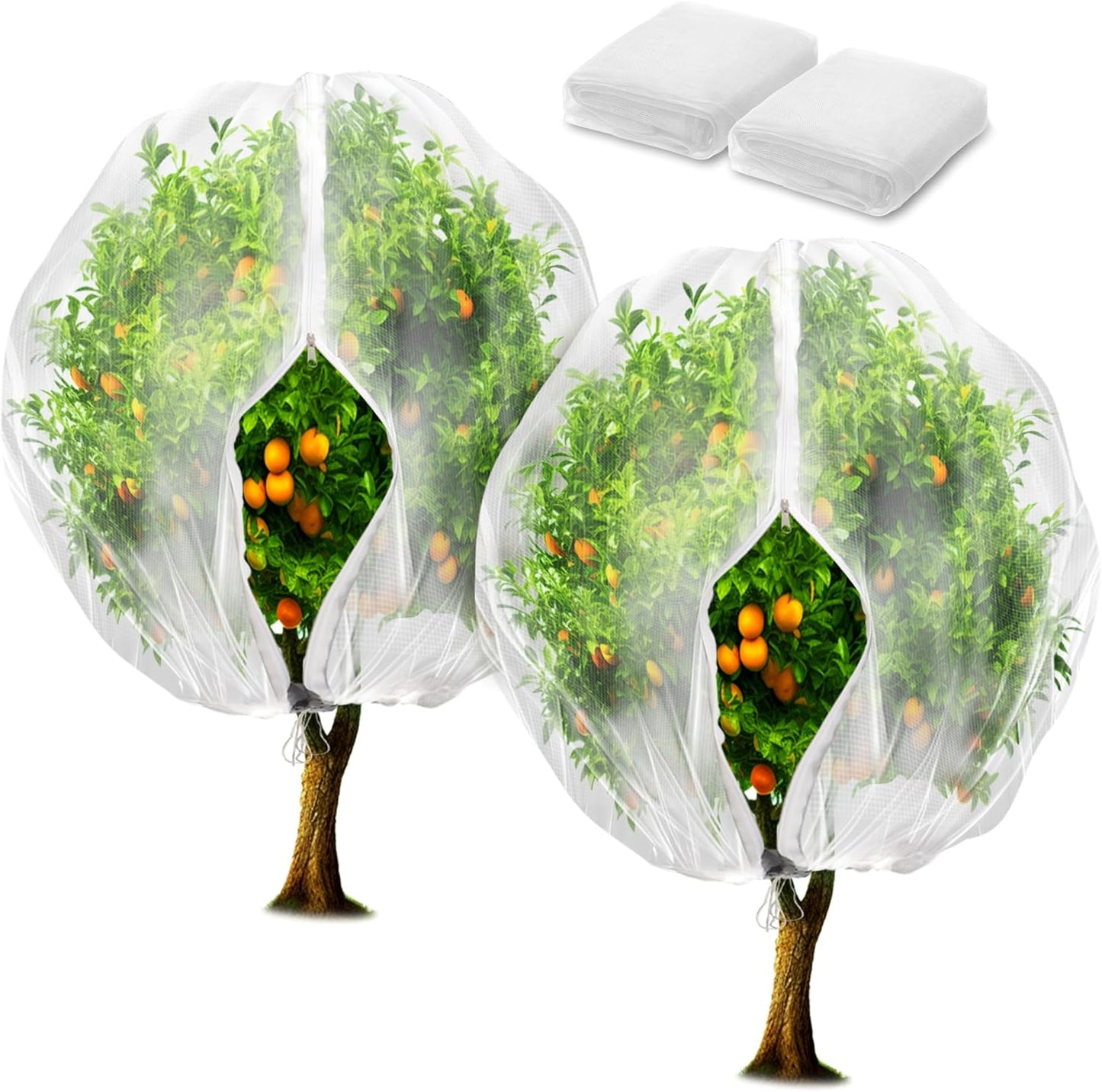 2 Pack Fruit Tree Netting Bags with Zipper and Drawstring, 6 x 6ft Ultra Fine Mesh Garden Netting Plant Cover, Bird Netting for Blueberry Bushes, Fruit Trees, Flowers (Black, 6 x 6 ft)