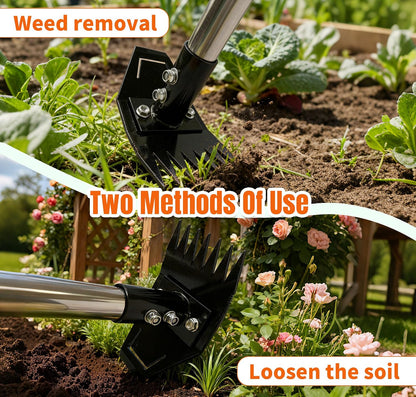 Weed Puller Tool with Long Handle, Manual Weed Remover Tool, 2 in 1 Weed Rake&Grabber and Garden Hoe, Dandelion Gardenia Heavy Duty Uprooting Tool for Yard, Lawn and Garden, 58Inch