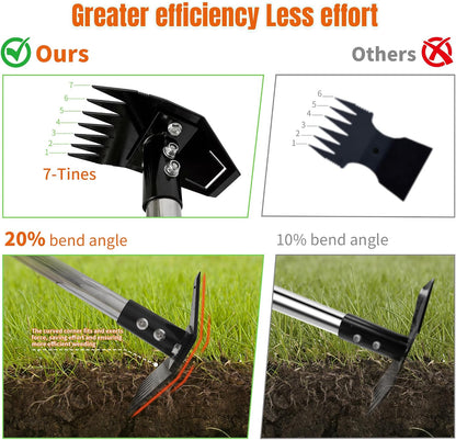 Weed Puller Tool with Long Handle, Manual Weed Remover Tool, 2 in 1 Weed Rake&Grabber and Garden Hoe, Dandelion Gardenia Heavy Duty Uprooting Tool for Yard, Lawn and Garden, 58Inch