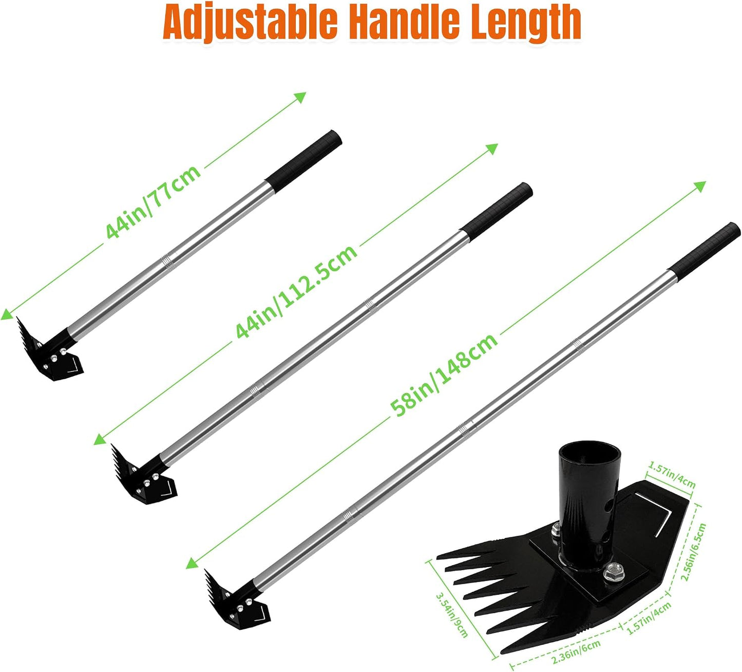 Weed Puller Tool with Long Handle, Manual Weed Remover Tool, 2 in 1 Weed Rake&Grabber and Garden Hoe, Dandelion Gardenia Heavy Duty Uprooting Tool for Yard, Lawn and Garden, 58Inch