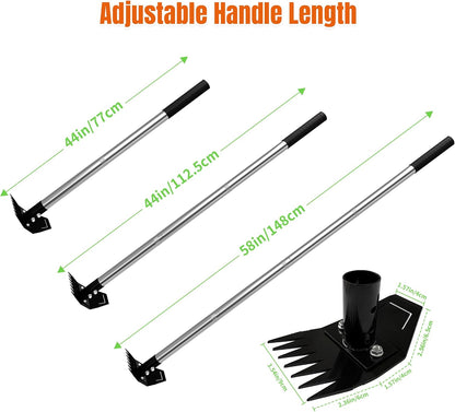 Weed Puller Tool with Long Handle, Manual Weed Remover Tool, 2 in 1 Weed Rake&Grabber and Garden Hoe, Dandelion Gardenia Heavy Duty Uprooting Tool for Yard, Lawn and Garden, 58Inch