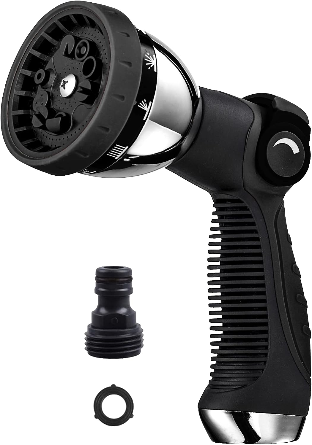 Garden Hose Nozzle Spray Nozzle,10 Hose Metal Duty Watering Patterns Thumb Control On Off Valve, High Pressure Nozzle Sprayer for Watering Plants, Car Wash,Cleaning,Showering Pets Blue