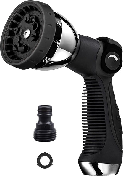 Garden Hose Nozzle Spray Nozzle,10 Hose Metal Duty Watering Patterns Thumb Control On Off Valve, High Pressure Nozzle Sprayer for Watering Plants, Car Wash,Cleaning,Showering Pets Blue