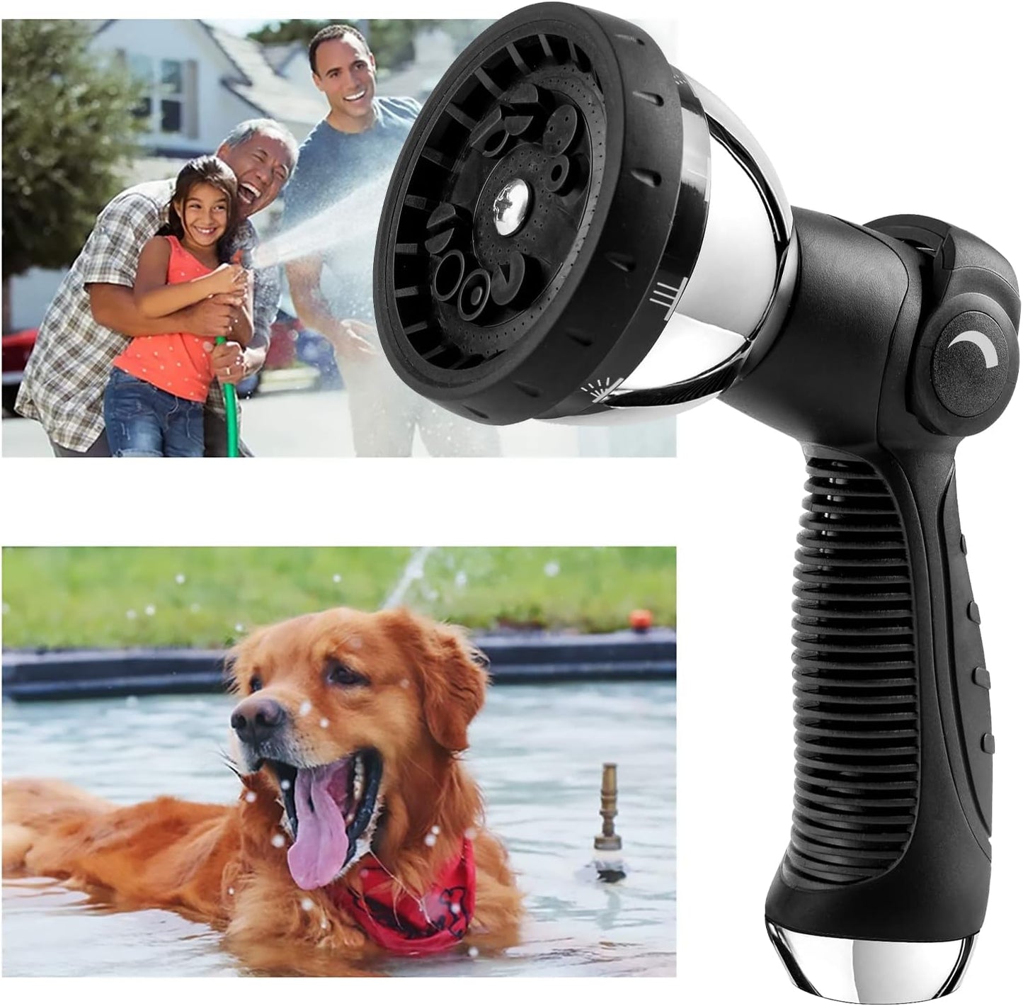 Garden Hose Nozzle Spray Nozzle,10 Hose Metal Duty Watering Patterns Thumb Control On Off Valve, High Pressure Nozzle Sprayer for Watering Plants, Car Wash,Cleaning,Showering Pets Blue