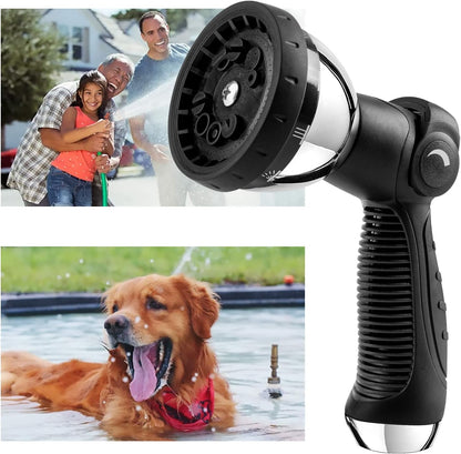 Garden Hose Nozzle Spray Nozzle,10 Hose Metal Duty Watering Patterns Thumb Control On Off Valve, High Pressure Nozzle Sprayer for Watering Plants, Car Wash,Cleaning,Showering Pets Blue