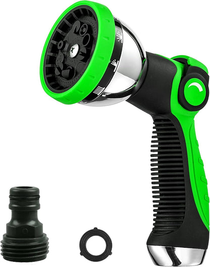 Garden Hose Nozzle Spray Nozzle,10 Hose Metal Duty Watering Patterns Thumb Control On Off Valve, High Pressure Nozzle Sprayer for Watering Plants, Car Wash,Cleaning,Showering Pets Blue