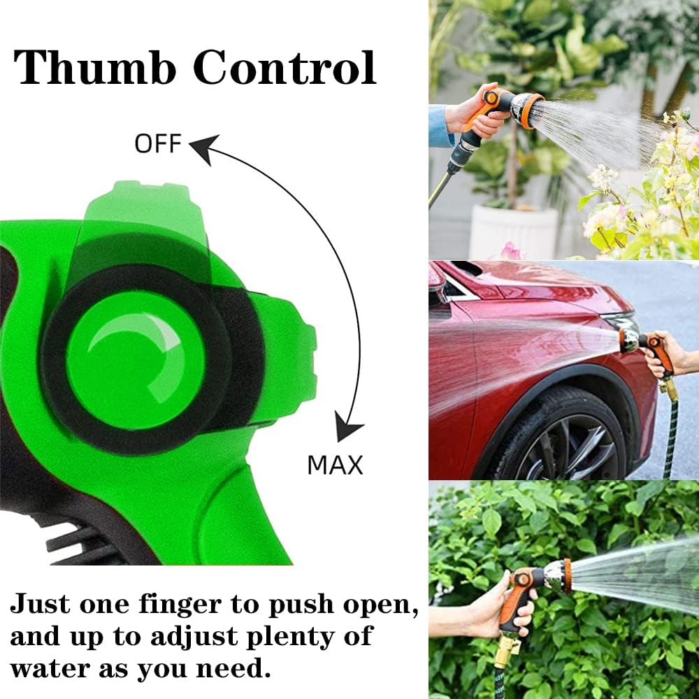Garden Hose Nozzle Spray Nozzle,10 Hose Metal Duty Watering Patterns Thumb Control On Off Valve, High Pressure Nozzle Sprayer for Watering Plants, Car Wash,Cleaning,Showering Pets Blue