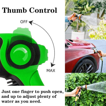 Garden Hose Nozzle Spray Nozzle,10 Hose Metal Duty Watering Patterns Thumb Control On Off Valve, High Pressure Nozzle Sprayer for Watering Plants, Car Wash,Cleaning,Showering Pets Blue