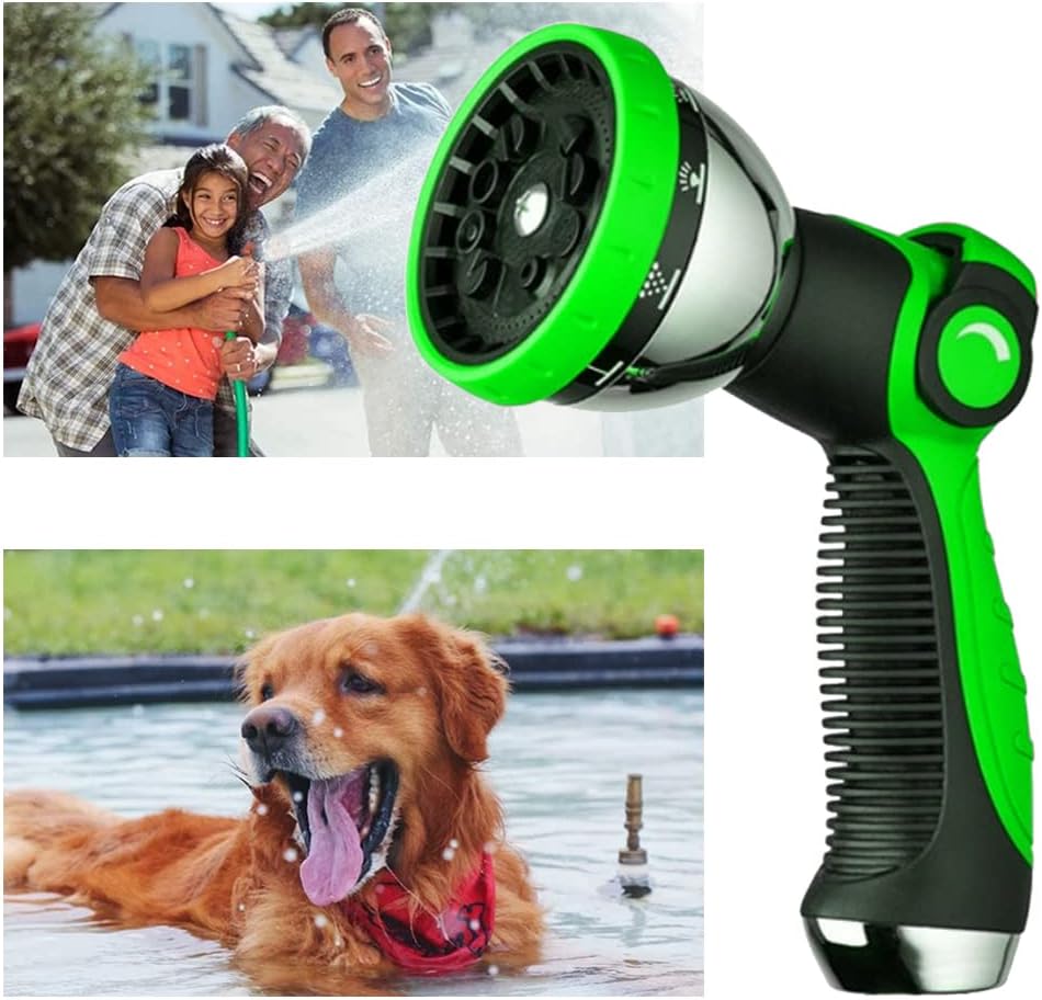 Garden Hose Nozzle Spray Nozzle,10 Hose Metal Duty Watering Patterns Thumb Control On Off Valve, High Pressure Nozzle Sprayer for Watering Plants, Car Wash,Cleaning,Showering Pets Blue