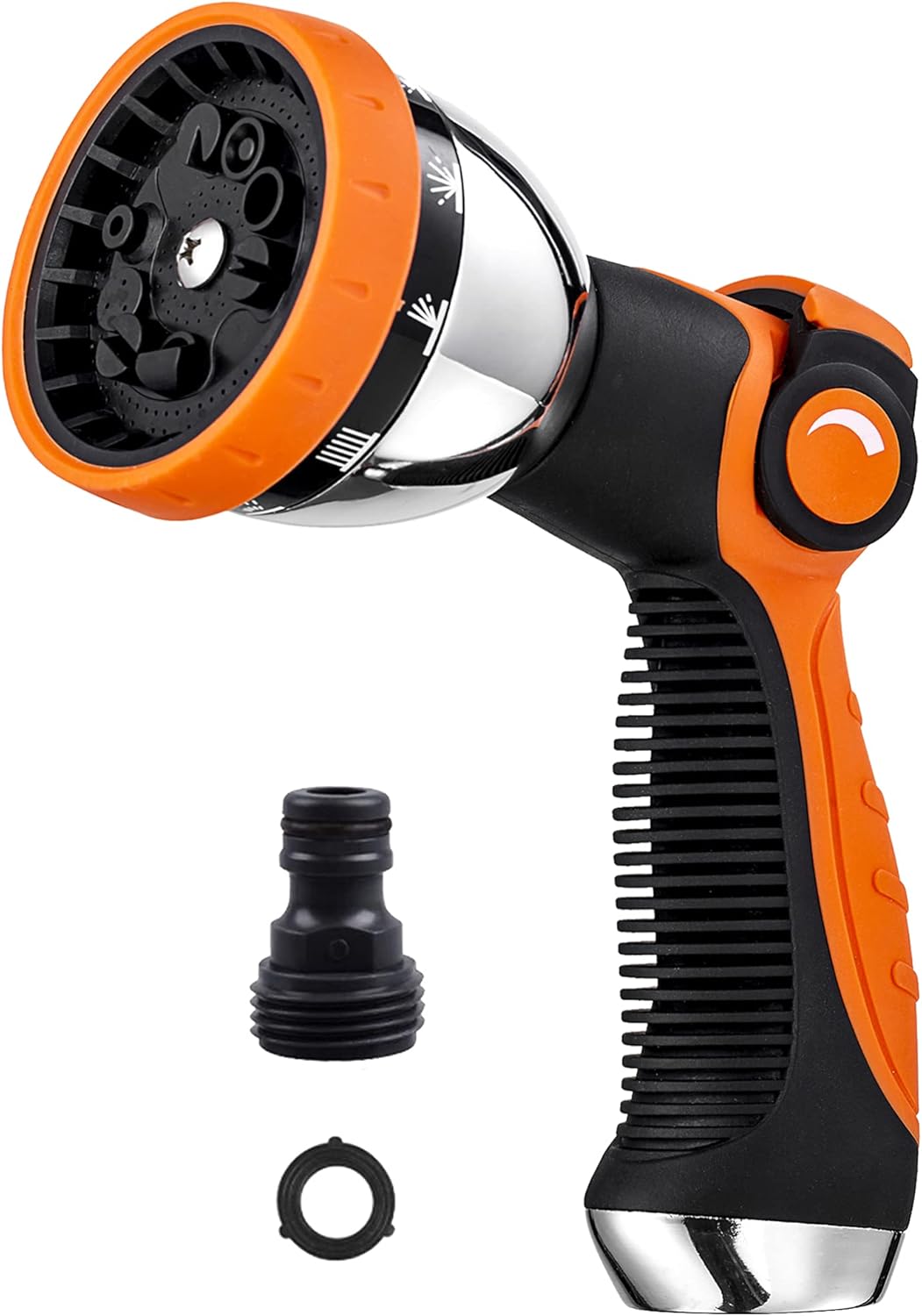 Garden Hose Nozzle Spray Nozzle,10 Hose Metal Duty Watering Patterns Thumb Control On Off Valve, High Pressure Nozzle Sprayer for Watering Plants, Car Wash,Cleaning,Showering Pets Blue