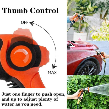 Garden Hose Nozzle Spray Nozzle,10 Hose Metal Duty Watering Patterns Thumb Control On Off Valve, High Pressure Nozzle Sprayer for Watering Plants, Car Wash,Cleaning,Showering Pets Blue