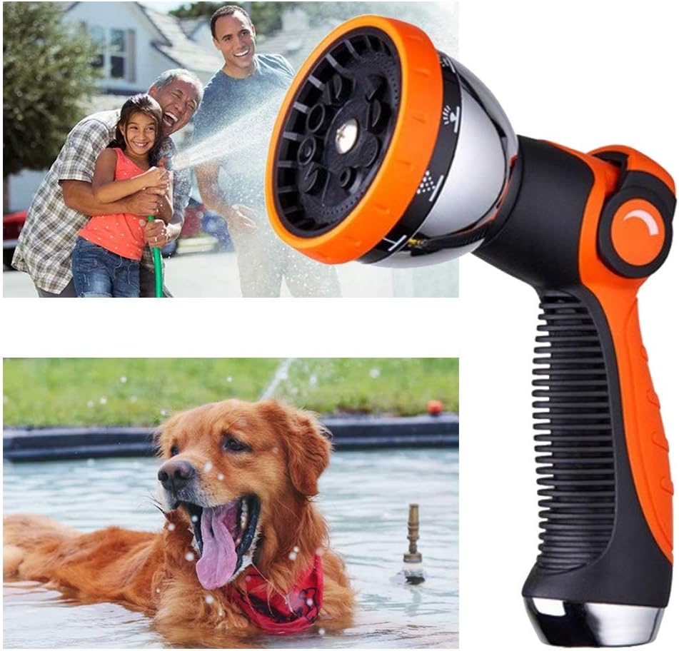 Garden Hose Nozzle Spray Nozzle,10 Hose Metal Duty Watering Patterns Thumb Control On Off Valve, High Pressure Nozzle Sprayer for Watering Plants, Car Wash,Cleaning,Showering Pets Blue
