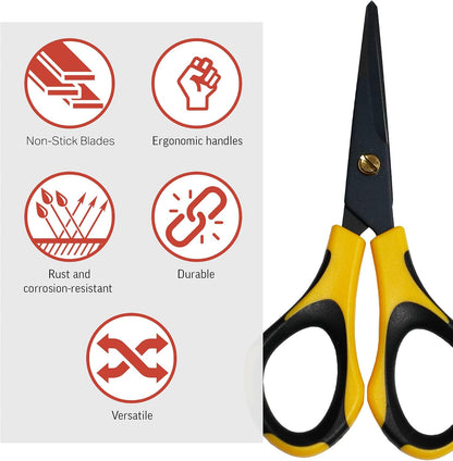 Piranha Pruner Bonsai Small Scissors, Shears Gardening Tools, Tree Cutter Trimmers, Fluorine Coated Blade, Yellow and Black