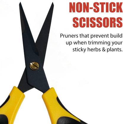 Piranha Pruner Bonsai Small Scissors, Shears Gardening Tools, Tree Cutter Trimmers, Fluorine Coated Blade, Yellow and Black